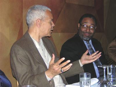 Julian Bond talks with Saint Ignatius faculty